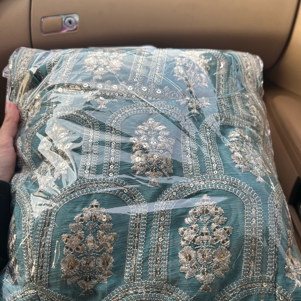 Elegant Teal and Gold sharara Punjabi suit for cheap